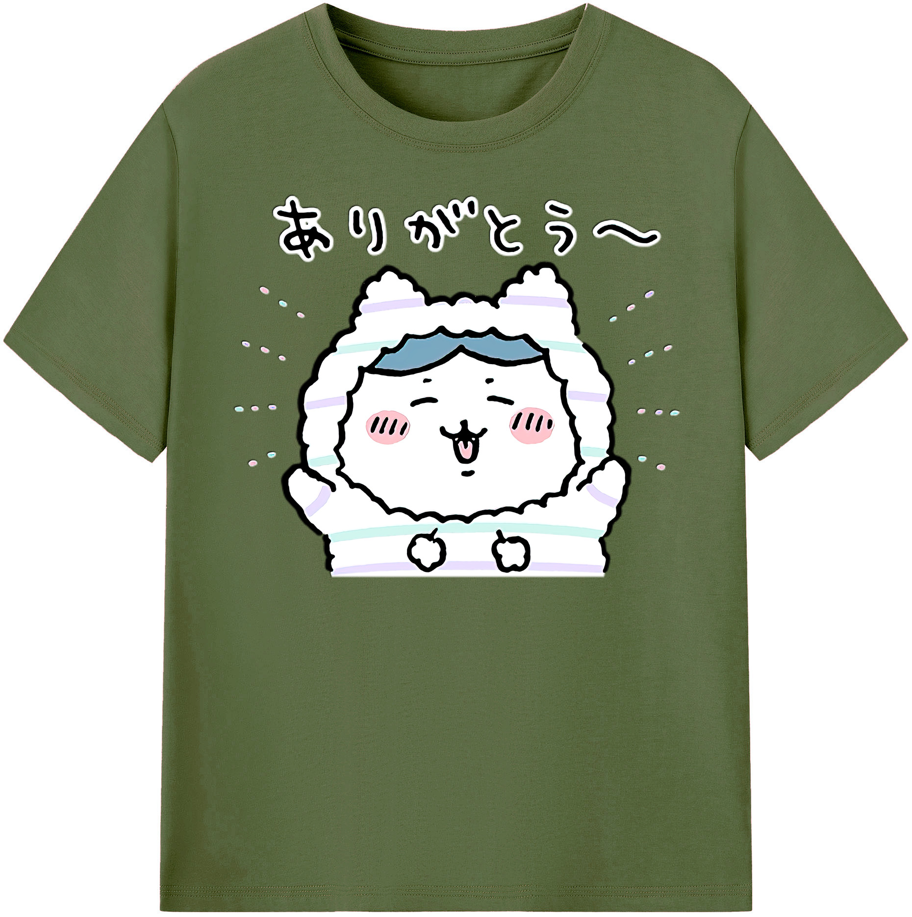 （画像用） ちいかわ ハチワレ Chii-kawa hachiware 綿100％半袖Tシャツ（フロントプリント）